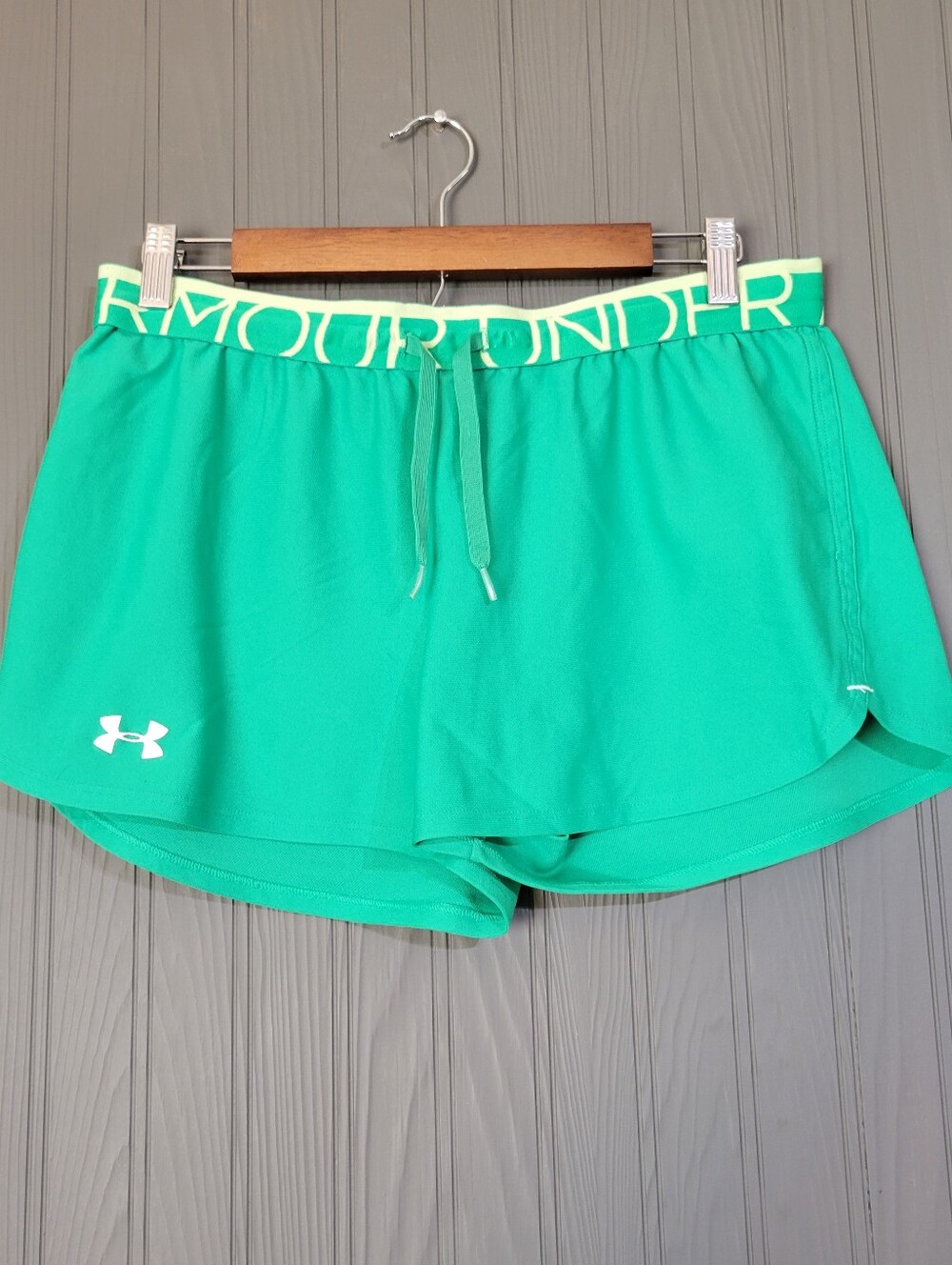 Under Armour Play Up 3.0 Shorts Elastic Logo Waist Green Women's Medium